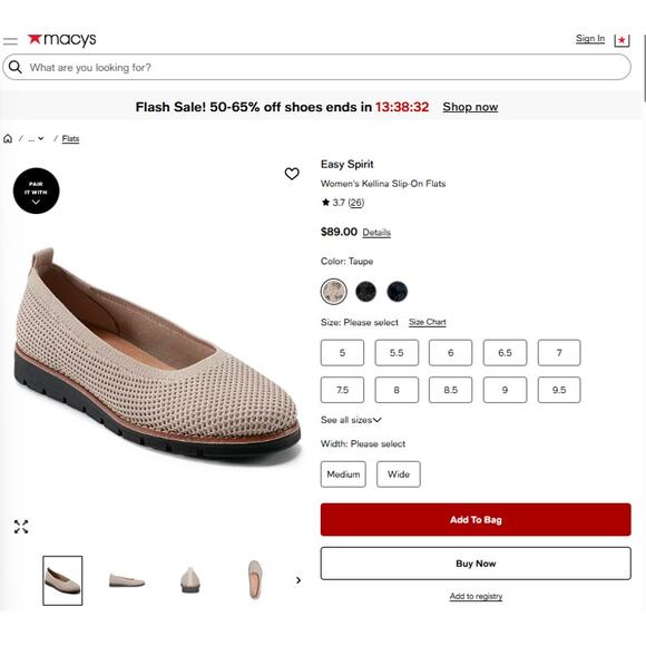 Easy Spirit Kellina Slip On Flats Size 7W Wide Mesh Lightweight round Toe Shoes - Picture 2 of 14